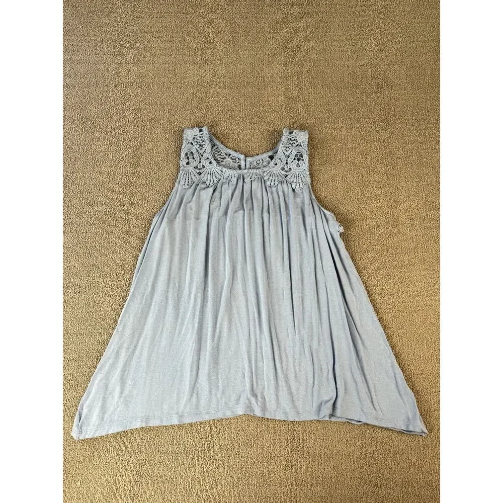 Xhilaration Top‎ Sleeveless Crochet Relaxed Fit Blue Size XL
